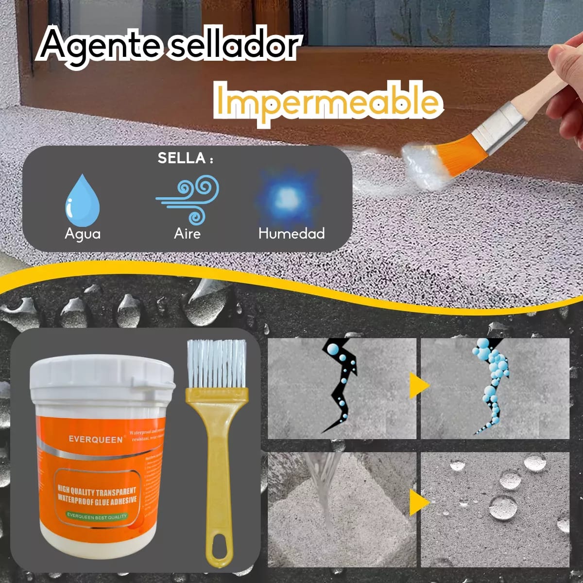 ⭐Adhesivo Impermeable 300Gr + Brocha