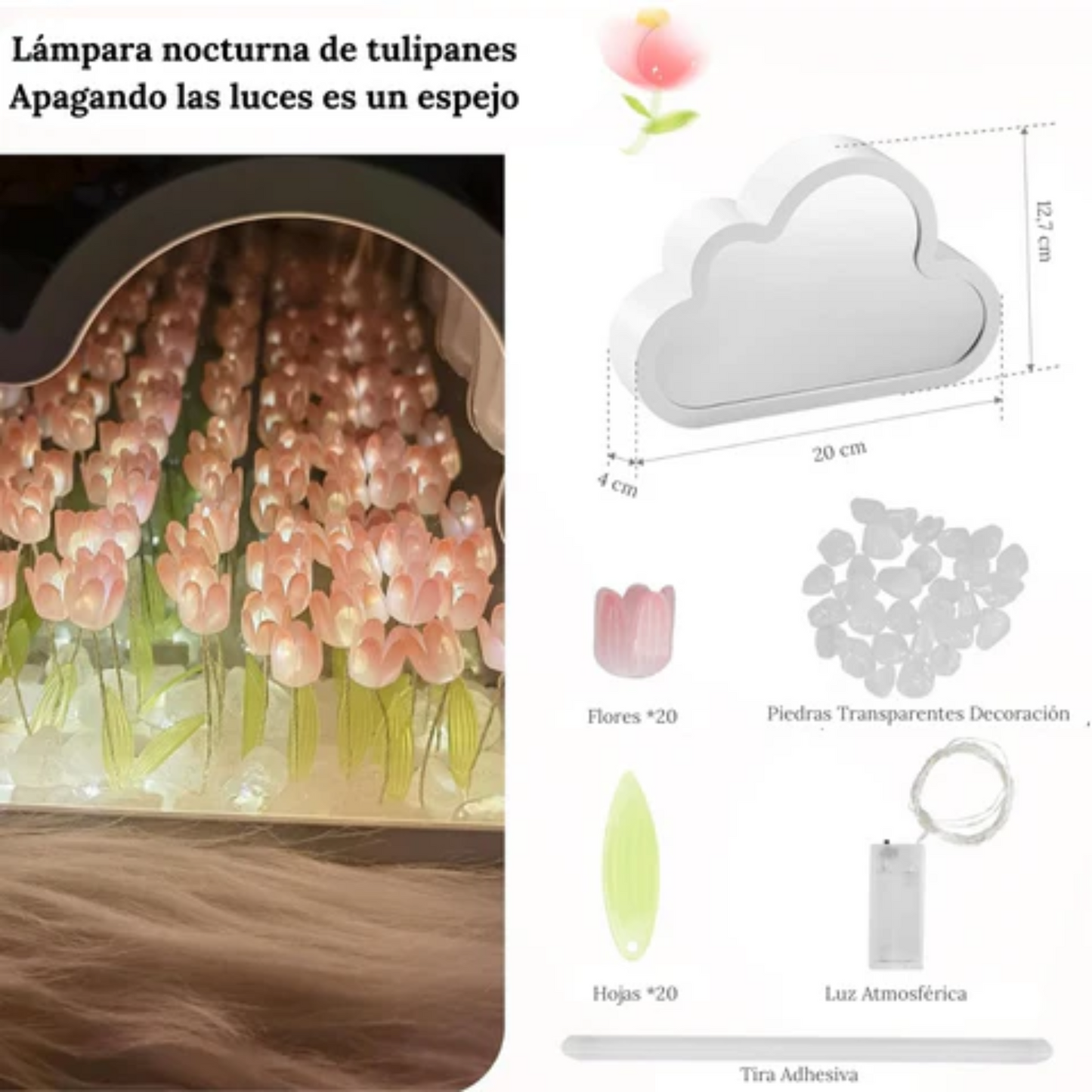 Lampara Tulipanes Infinitos LED Espejo